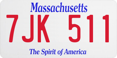 MA license plate 7JK511