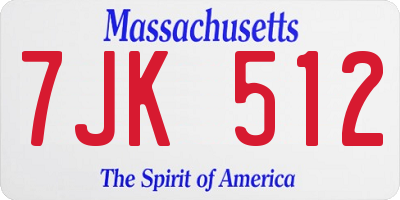 MA license plate 7JK512