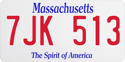 MA license plate 7JK513