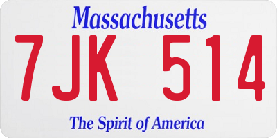 MA license plate 7JK514
