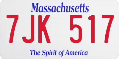 MA license plate 7JK517