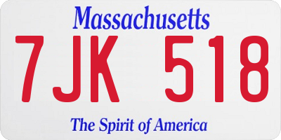 MA license plate 7JK518