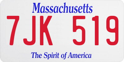 MA license plate 7JK519