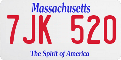 MA license plate 7JK520