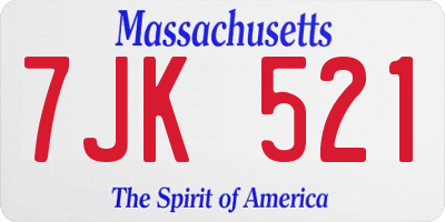 MA license plate 7JK521