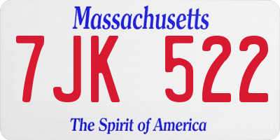 MA license plate 7JK522