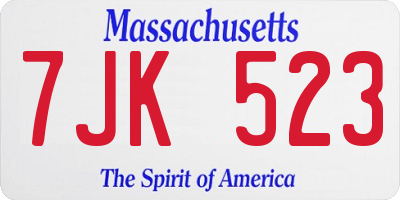 MA license plate 7JK523