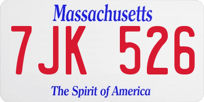 MA license plate 7JK526