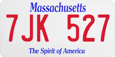 MA license plate 7JK527
