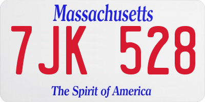 MA license plate 7JK528