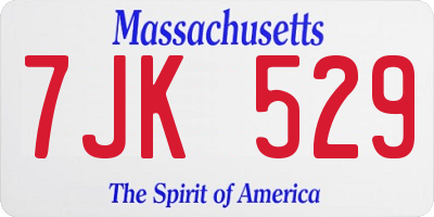 MA license plate 7JK529