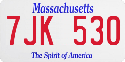 MA license plate 7JK530