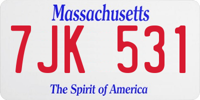 MA license plate 7JK531