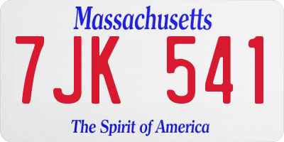 MA license plate 7JK541