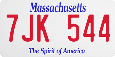 MA license plate 7JK544