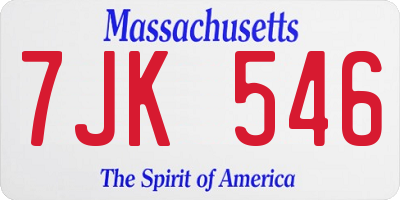 MA license plate 7JK546
