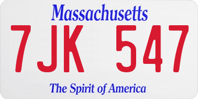 MA license plate 7JK547