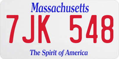 MA license plate 7JK548