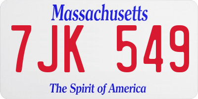MA license plate 7JK549