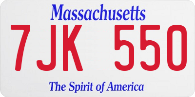 MA license plate 7JK550