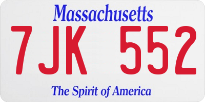 MA license plate 7JK552
