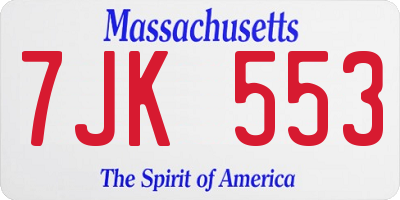 MA license plate 7JK553
