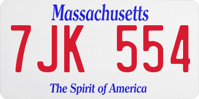 MA license plate 7JK554
