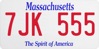 MA license plate 7JK555