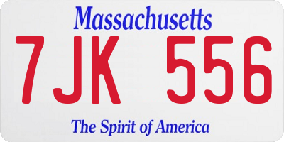 MA license plate 7JK556
