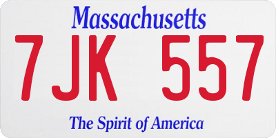 MA license plate 7JK557