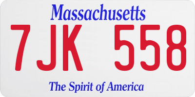 MA license plate 7JK558