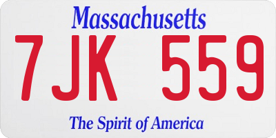 MA license plate 7JK559