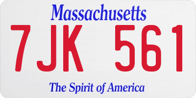 MA license plate 7JK561