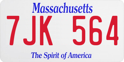 MA license plate 7JK564