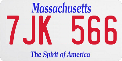 MA license plate 7JK566