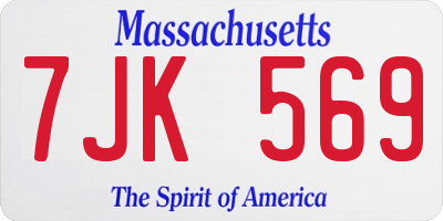 MA license plate 7JK569