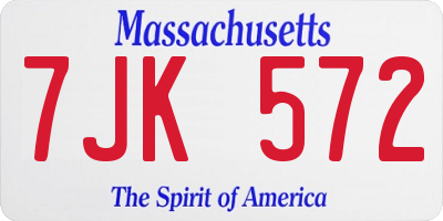 MA license plate 7JK572