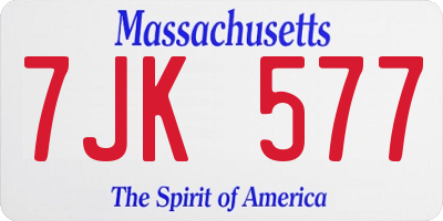 MA license plate 7JK577