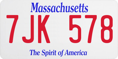 MA license plate 7JK578
