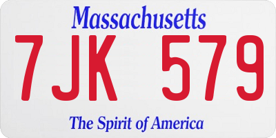 MA license plate 7JK579