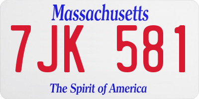MA license plate 7JK581