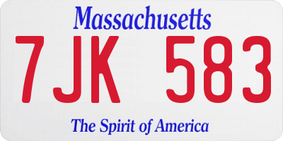 MA license plate 7JK583