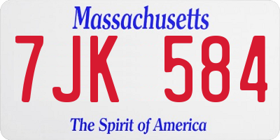 MA license plate 7JK584