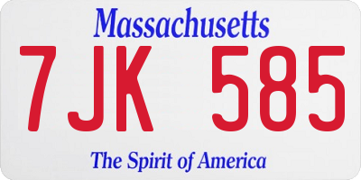 MA license plate 7JK585
