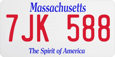 MA license plate 7JK588