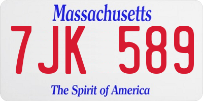 MA license plate 7JK589
