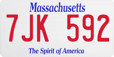 MA license plate 7JK592