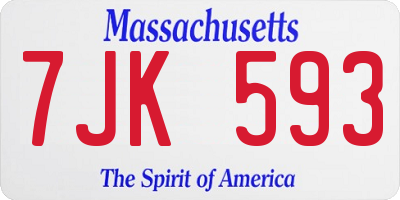 MA license plate 7JK593
