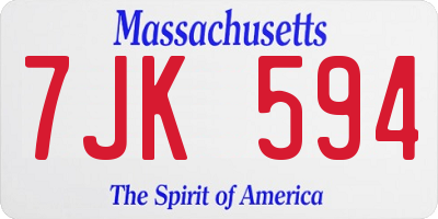 MA license plate 7JK594
