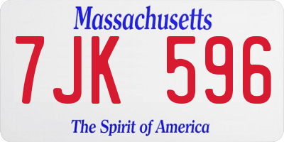 MA license plate 7JK596